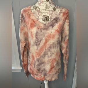 New Open Tie Dye Twist Back Sweater - Medium
